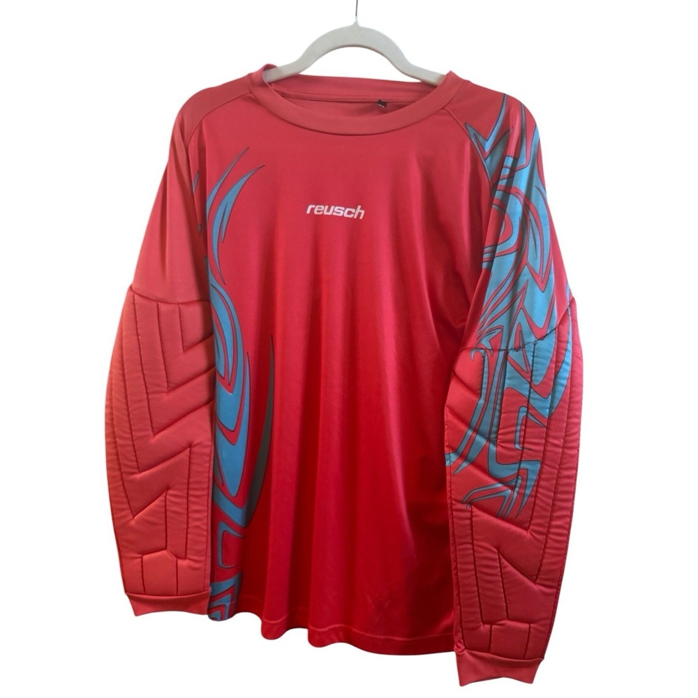 Reusch Goalkeeper Football Soccer Red  Light Blue Goalie Shirt Size Medium #77